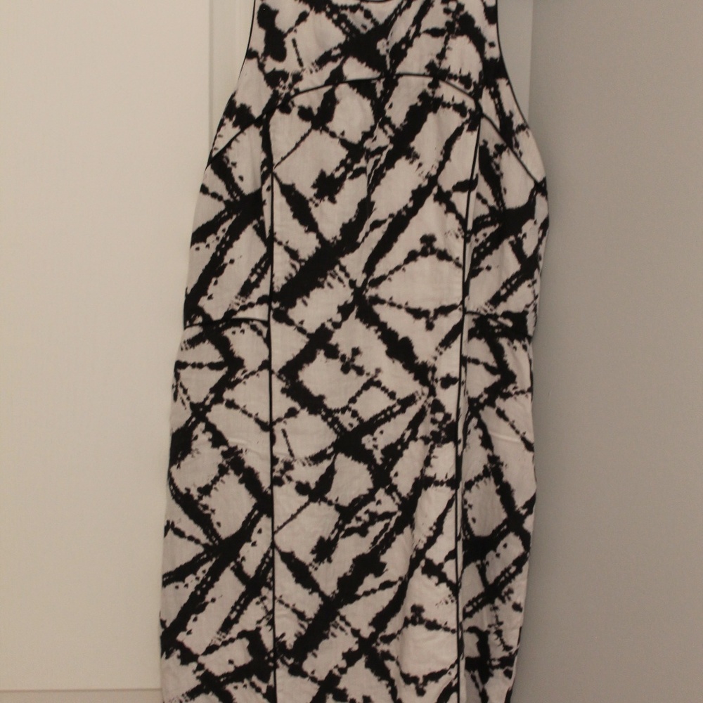 Cynthia Rowley Linen white dress w/ black spatter